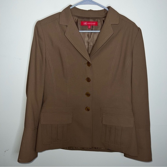 Anne Klein Chestnut Brown Button Front Blazer Size 10 - Picture 7 of 9